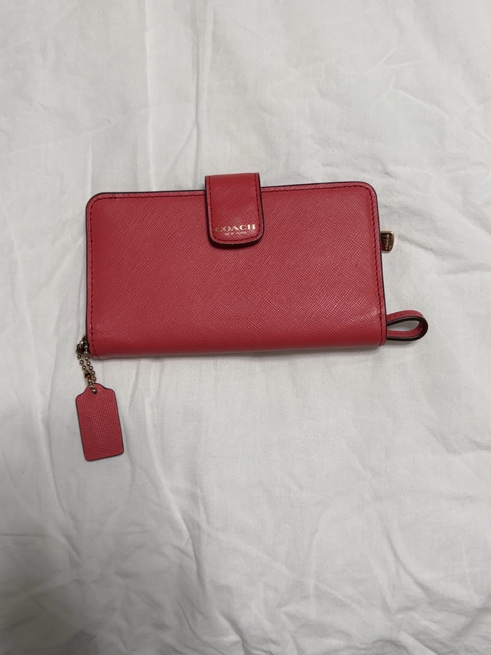 Coach Pink Leather Zip-Around Wallet Wristlet